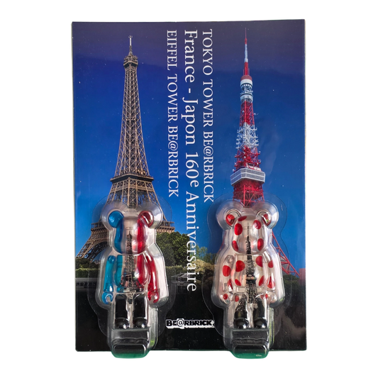 Bearbrick Tokyo Tower + Eiffel Tower 2er-Set 100% Verpackung Vorderseite
