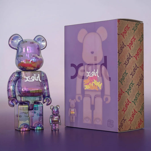 Bearbrick x-girl Clear Purple Version 100%+400% mit Verpackung